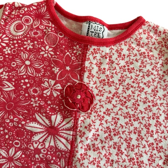 Vintage Mis Tee V-Us Red White Floral Top Tee Short Sleeve 5/6 USA - Picture 2 of 7